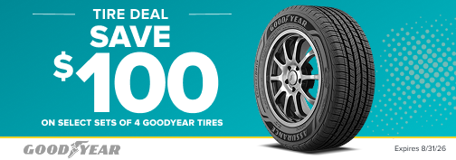 Goodyear 4 Tire $100 Mail in Rebate 07/01/2026 through 09/30/2026